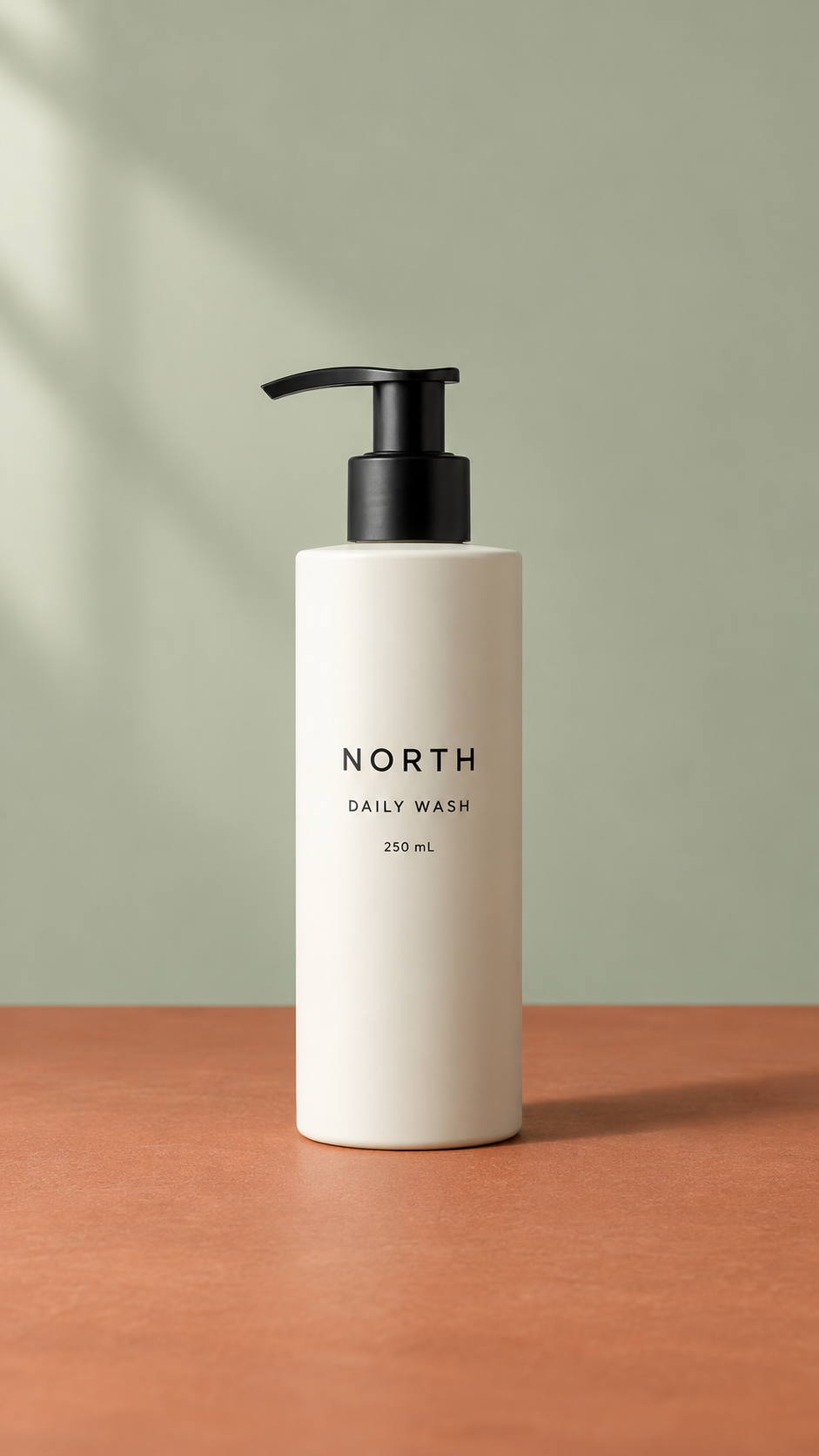 AI-created fictional NORTH Daily Wash bottle used as the input